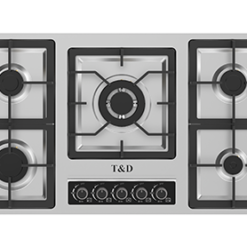 اجاق گاز استیل ۵ شعله با صفحه استیل براق و سرشعله ساباف سری 2