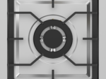 نمای کامل اجاق گاز توکار استیل ۹۰ سانتی‌متری با پنج شعله و پلوپز وسط