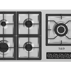 اجاق گاز استیل ۵ شعله TD104S3 با صفحه استیل براق و سرشعله ساباف سری 3