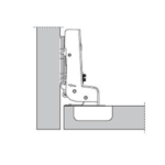 نمای جانبی لولا ساده توکار فانتونی مدل A023 با پایه کلیپسی 4 پیچ مناسب کابینت‌های MDF و چوبی
